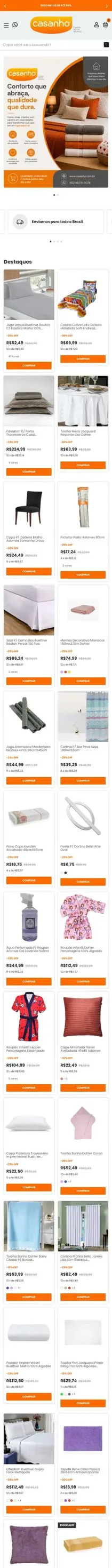 Loja virtual da Casanho na versão para celular