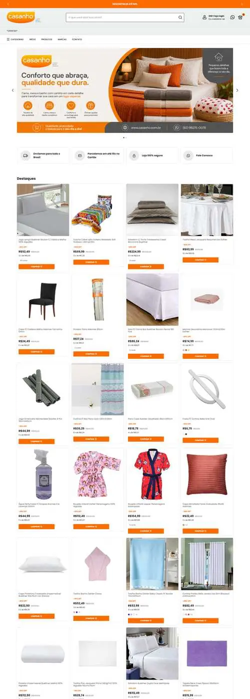 Loja virtual da Casanho desenvolvida pela Baru Marketing, versão desktop